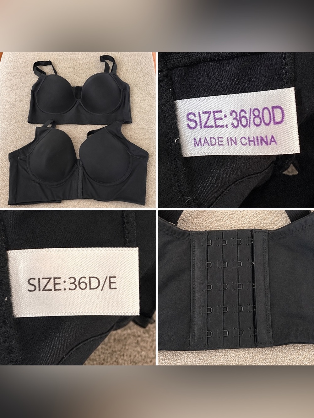 Black Longline Underwire Bra - 36D/36DD/36E Sizes